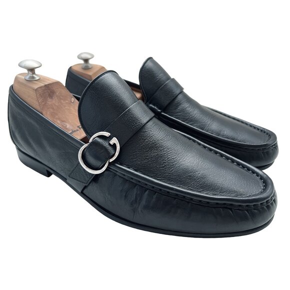 $1190 Gucci Mens GG Silver Horsebit Black Dress Shoes Bit Loafers UK 9.5 US 10.5 - Picture 3 of 11